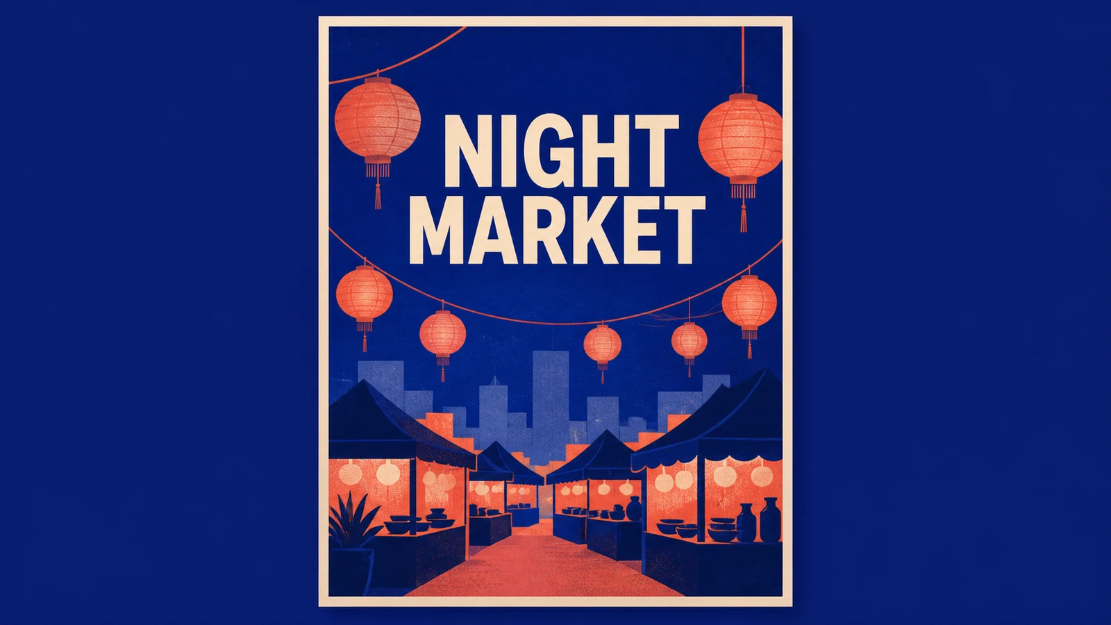 AI poster prompt example with the exact words Night Market